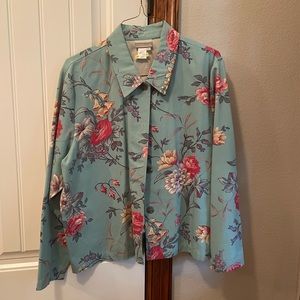 Coldwater Creek 2X Aqua Tropical print jacket.